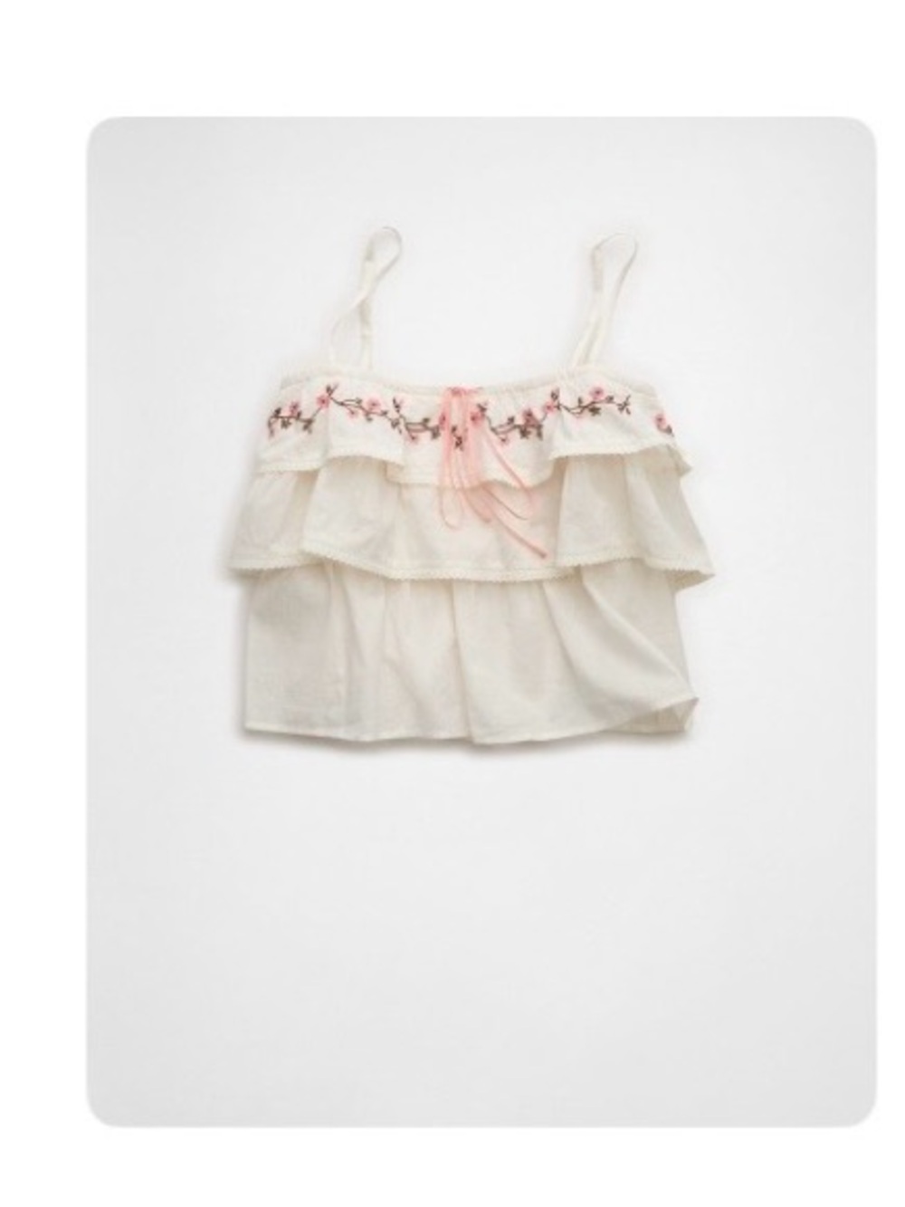 AE Embroidered Ruffle Cami Top

Color: CHALK